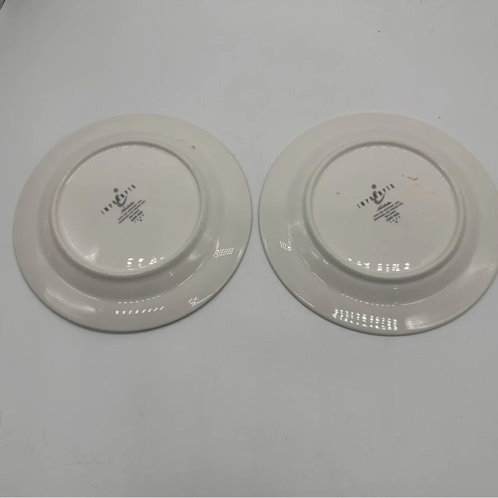 Noritake 2 Vintage Impromptu Country Fences Pattern 7920 Ceramic Salad Plates